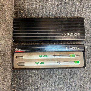 NEW Vintage BP Oil PARKER Vector Rollerball Pen Mech Pencil Set Orig Packaging